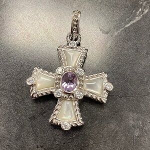 Judith Ripka Mother of Pearl and Amethyst Maltese Cross Pendant